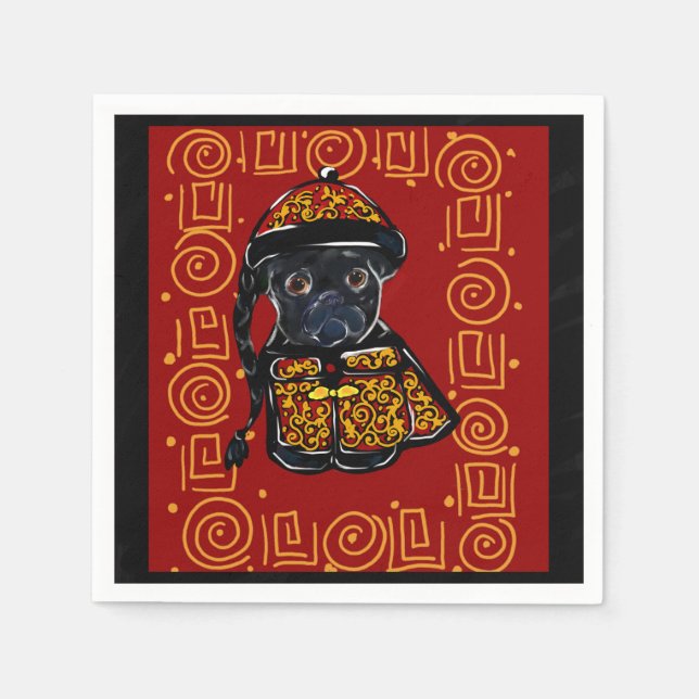Black Pug Year of the Dog Napkin (Front)