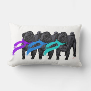 Black Pugs in Scarves Lumbar Cushion
