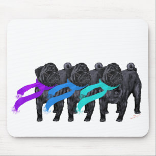 Black Pugs in Scarves Mouse Pad