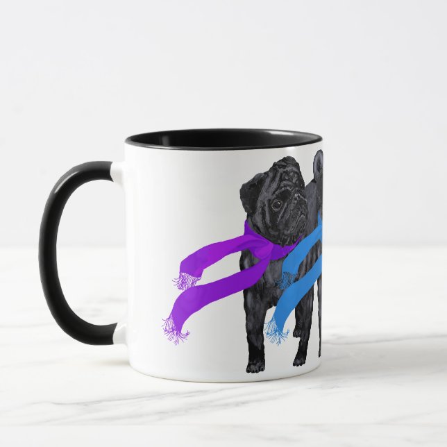 Black Pugs in Scarves Mug (Left)