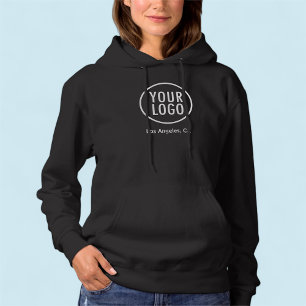 Black Pullover Hoodie Custom Business Logo Unisex