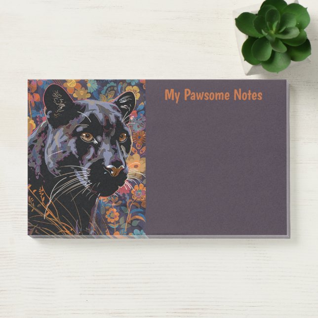 Black Puma Cat Boho My Pawsome Personal Post-it Notes (Office)