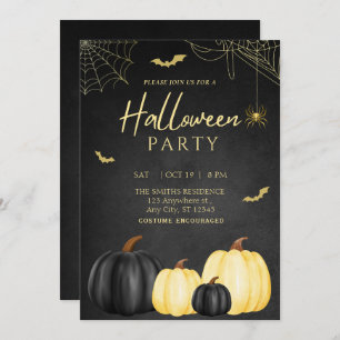 Black Pumpkin Adult Halloween Party Invitation