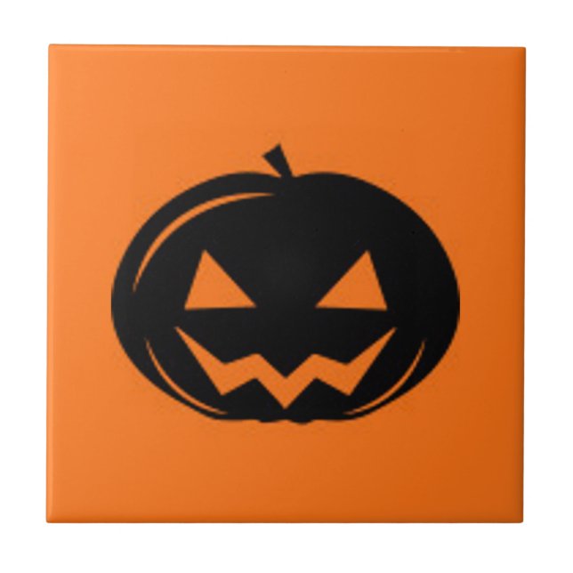 Black Pumpkin Ceramic Tile (Front)