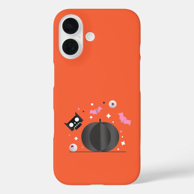Black Pumpkin & Cute Cat Halloween Case-Mate iPhone Case (Back)
