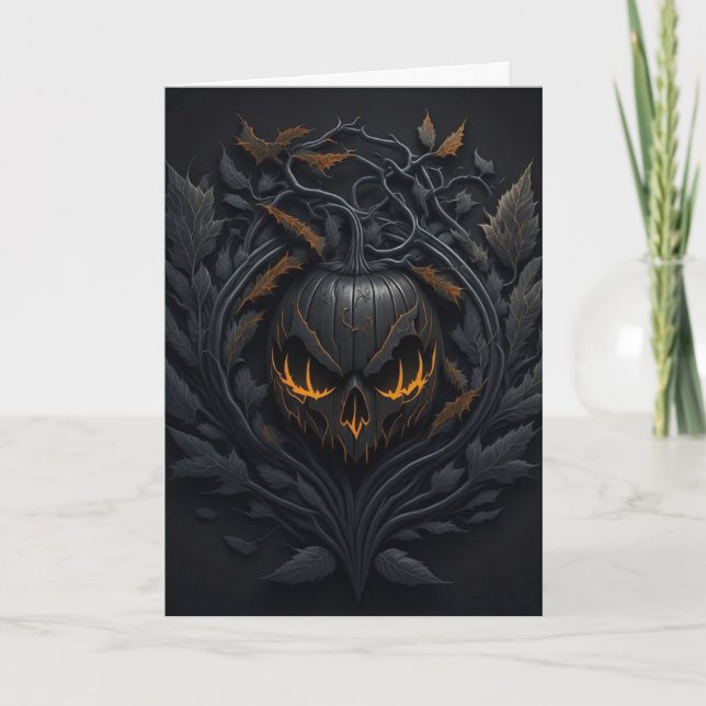 Black Pumpkin Halloween Holiday Card (Front)