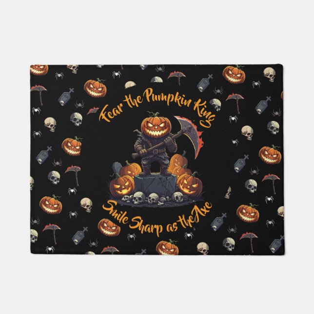 🖤 Black Pumpkin King Halloween Doormat 🎃 (Front)