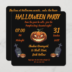 🖤 Black Pumpkin King Halloween Invite 🎃