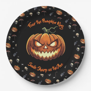 🖤 Black Pumpkin King Halloween Plate 🎃