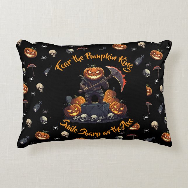 🖤 Black Pumpkin King Throw Pillow 🎃 (Front)
