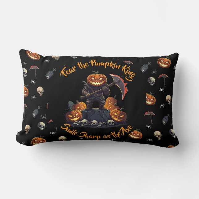 🖤 Black Pumpkin King Throw Pillow 🎃 (Front)