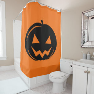 Black pumpkin shower curtain