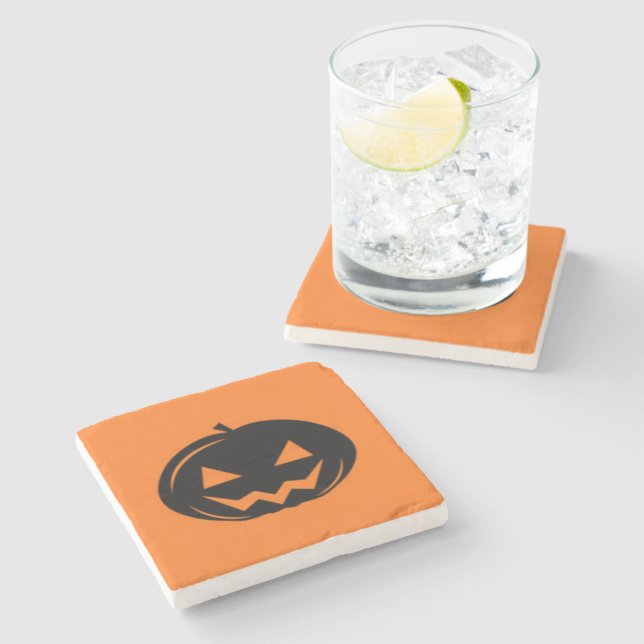 Black pumpkin stone coaster (Side)
