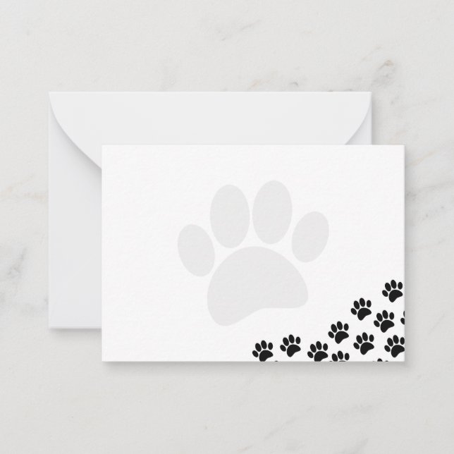 Black Puppy Paw Prints Canine Card (Front)