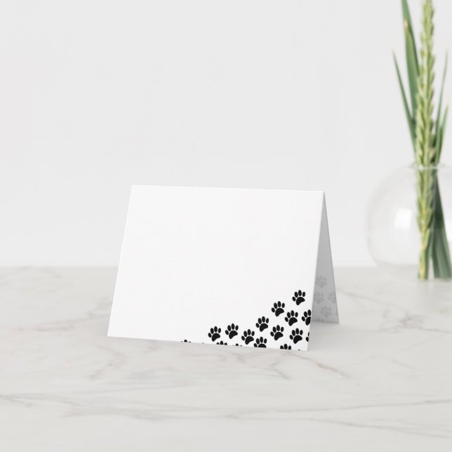 Black Puppy Paw Prints  Note Card (Front)