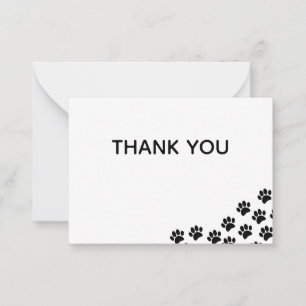 Black Puppy Paw Prints Thank You Card