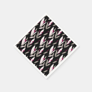 Black purple abstract red retro flower pattern napkin