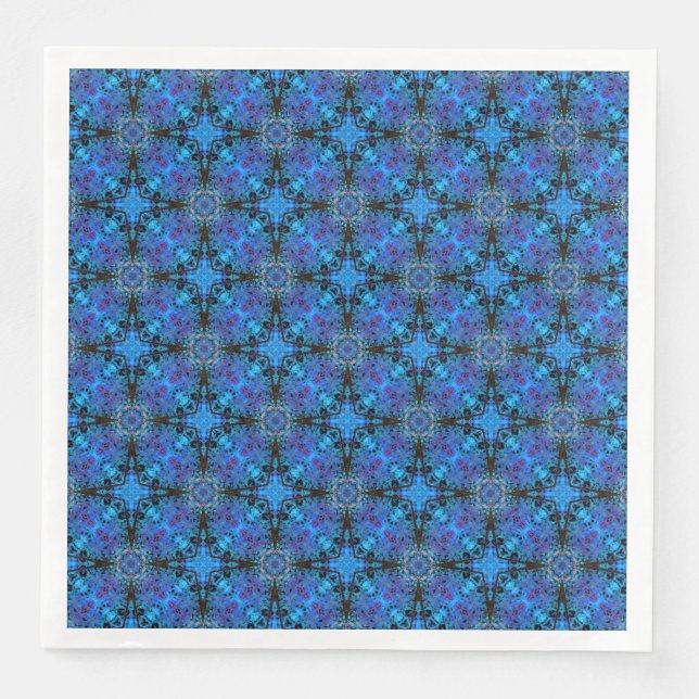 Black, Purple, and Blue Moroccan Stars Pattern Napkin (Front)