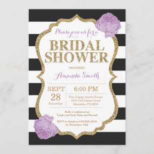 Black Purple and Gold Bridal Shower Invitation
