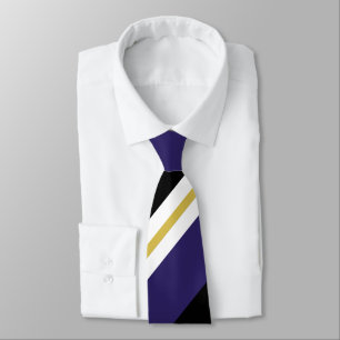 Black Purple and Gold Broad Regimental Stripe Tie