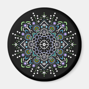 Black, Purple and Green Mandala Magnet