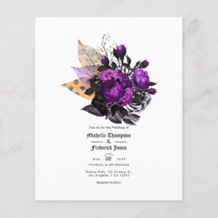 Black, Purple and Orange Shabby Floral Wedding Flyer