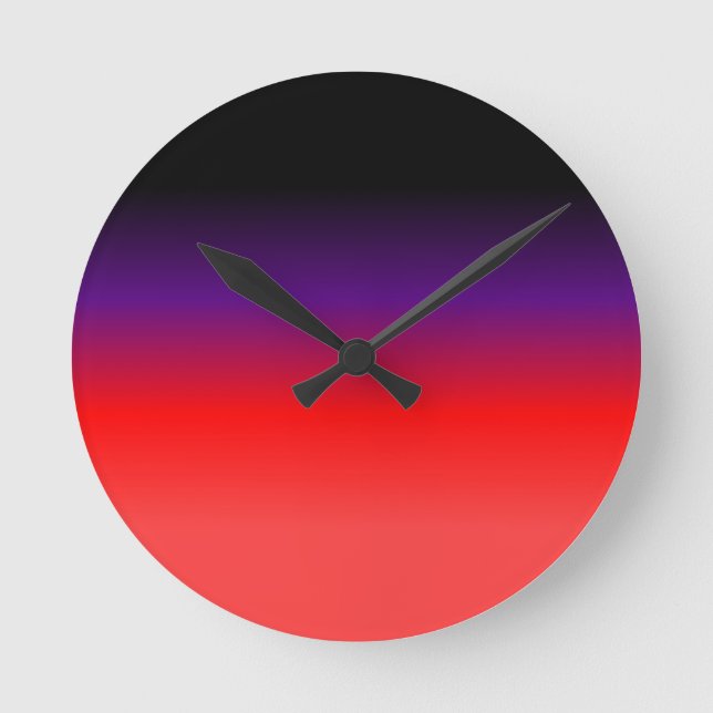 Black, Purple and Red Gradient Round Clock (Front)