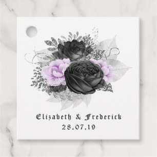 Black, Purple and Silver Gothic Wedding Favour Tags