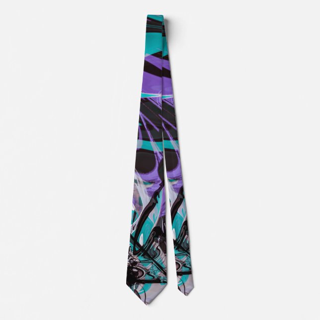 Black Purple and Teal Paint Strokes Tie (Front)