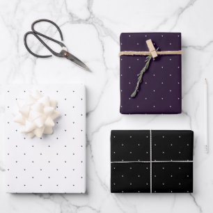 Black, Purple and White Cute Micro Polka Dot  Wrapping Paper Sheet