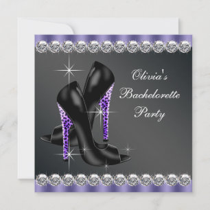 Black Purple Bachelorette Party Invitation