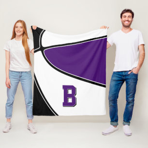 black purple basketball team colours boys girls fleece blanket