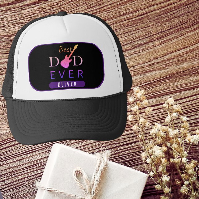 Black Purple Best Dad Ever Fathers Day Trucker Hat (Creator Uploaded)