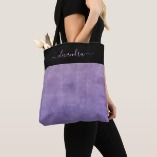 Black Purple Blue rustic elegant personalised Tote Bag