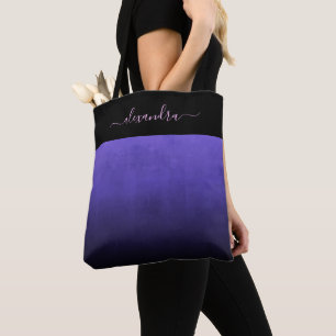 Black Purple Blue rustic ombre personalised Tote Bag