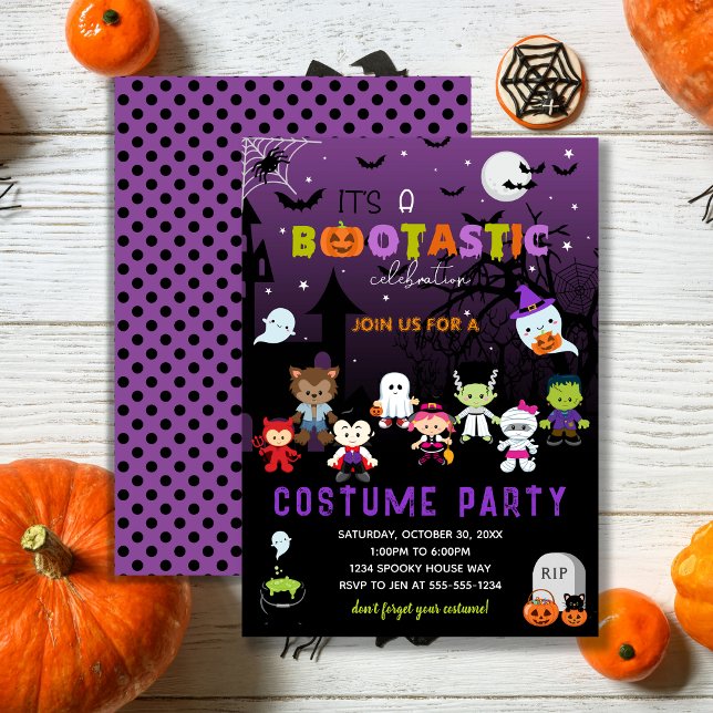 Black Purple Bootastic Halloween Costume Party Invitation (Creator Uploaded)