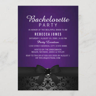 Black & Purple Bow Bachelorette Party Invite