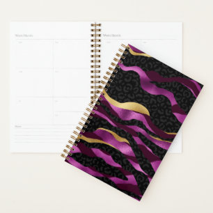 Black Purple Cheetah Leopard Black Pattern Planner