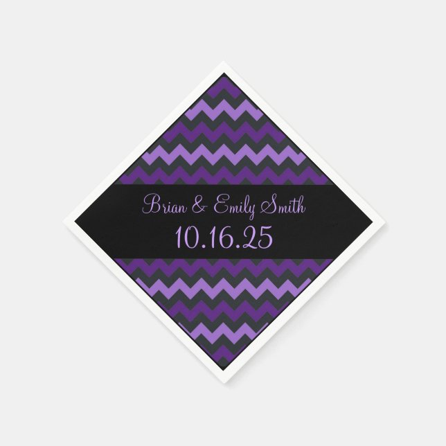 Black purple chevron customisable paper napkins (Corner)