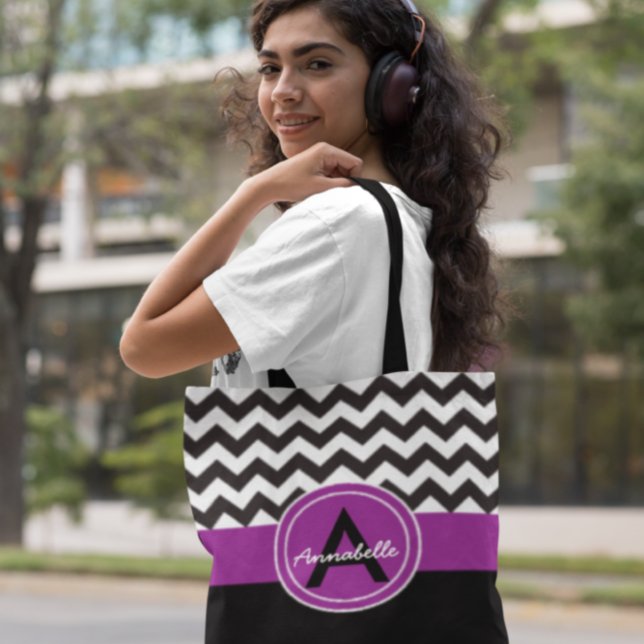 Black Purple Chevron Tote Bag (Creator Uploaded)