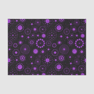 Black & Purple Faux Glitter Geometric Circles Tissue Paper
