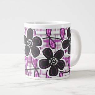 Black & Purple Flowers Jumbo Mug