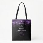 Black purple glitter business logo beauty salon
