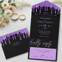 Black & Purple Glitter Drip Wedding
