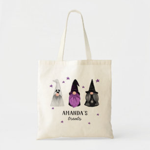 Black purple gnomes witch. Halloween kids treats Tote Bag