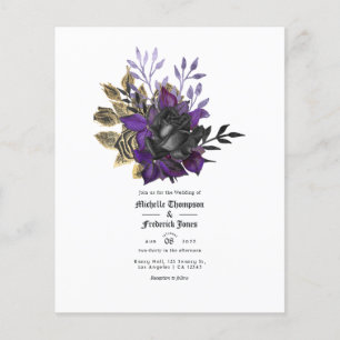 Black Purple Gold Floral Gothic Wedding Flyer