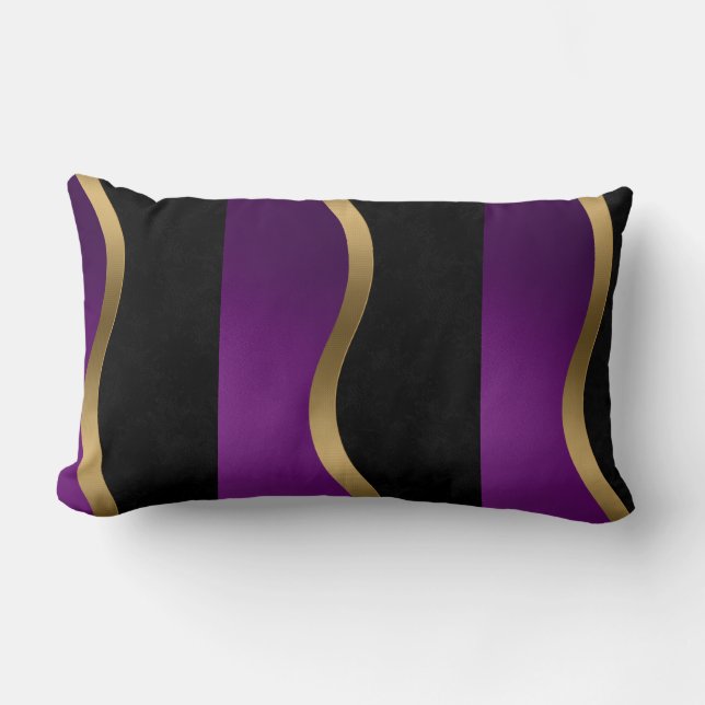 Black Purple Gold Lumbar Cushion (Front)