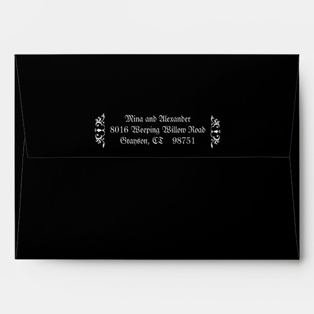  Black Purple Goth Enchanted Forest Wedding  Envelope (Back (Top Flap))