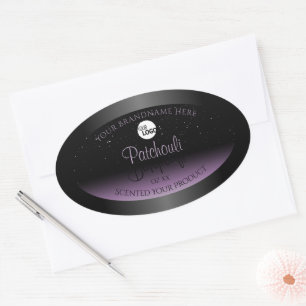Black Purple Gradient Product Labels Glitter Logo