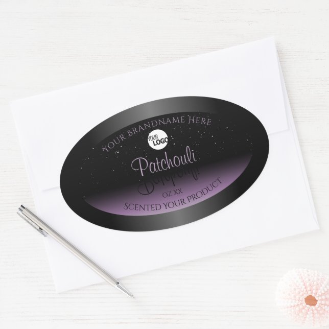 Black Purple Gradient Product Labels Glitter Logo (Envelope)